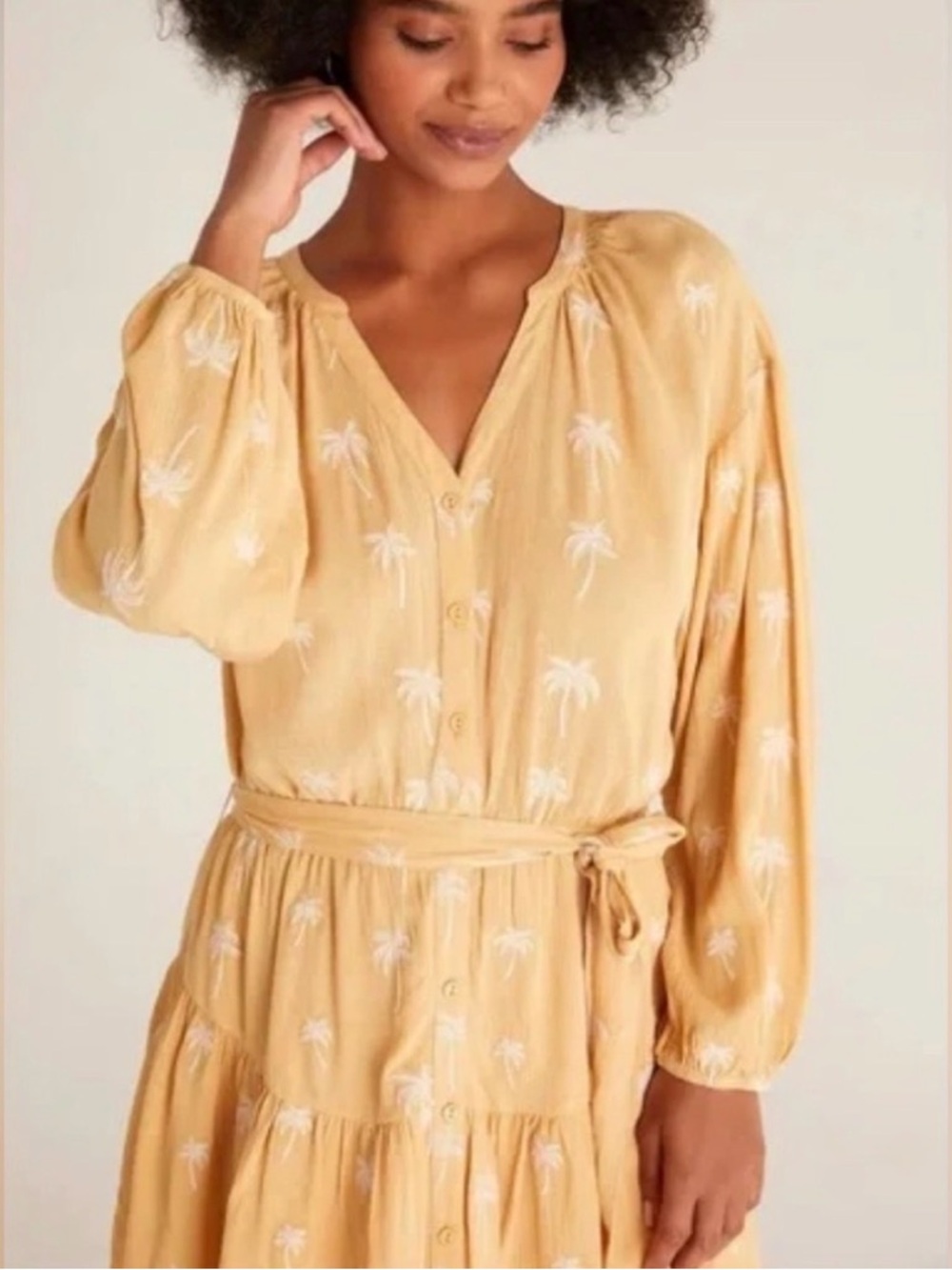 Z supply - NWT - Easy To Love Palm  Dress Gold Yellow Size M